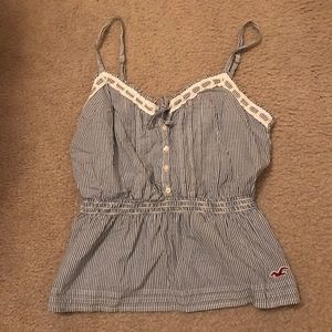 Hollister Blue and White Stripped Mini Tank